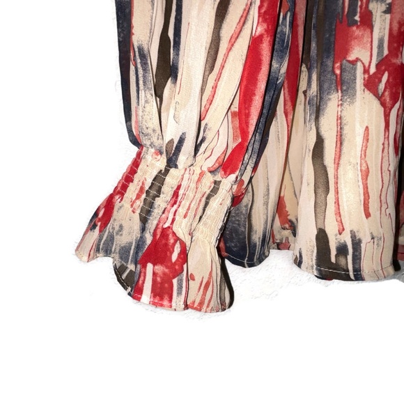 ENTRO ABSTRACT BUBBLE SLEEVE BLOUSE SZ XL - Picture 7 of 8